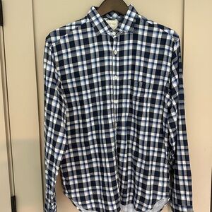 Billy Reid Navy and White Plaid Shirt